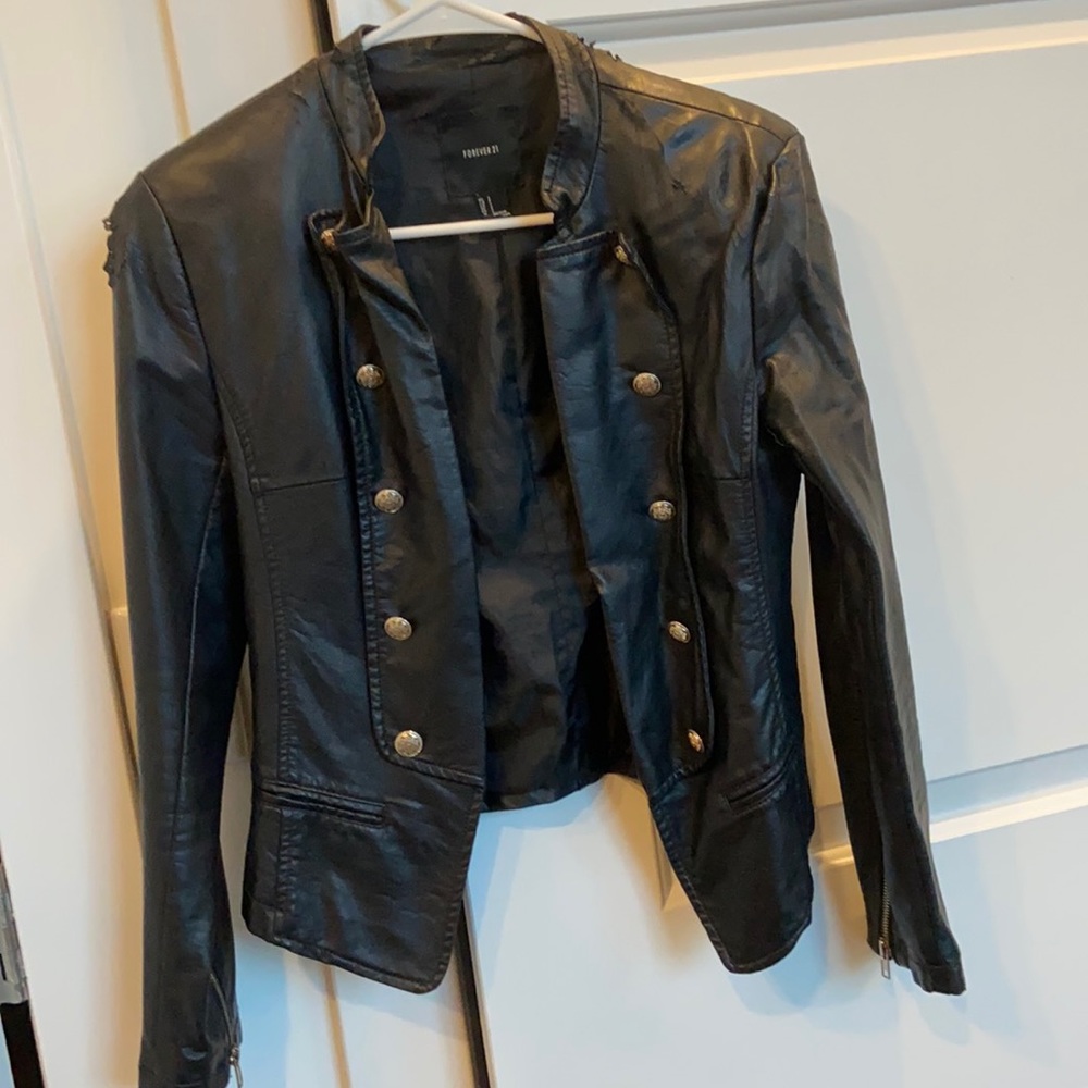 Black loved faux leather jacket